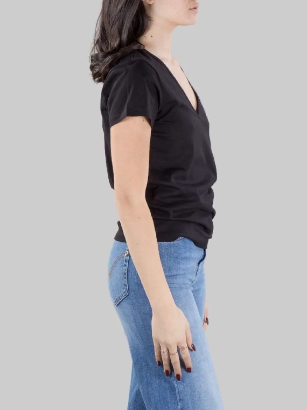 T-SHIRT TURBATO NERA CON LOGO IN STRASS E PERLINE | PINKO Discount